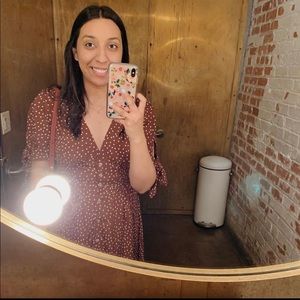 Blu Pepper Polka Dot Button Down Midi Dress